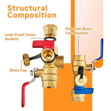 3/4Inch FIP X 3/4Inch FIP IPS Isolator Tankless Water Heater Service Valve Kit, with Pressure Relief Valve