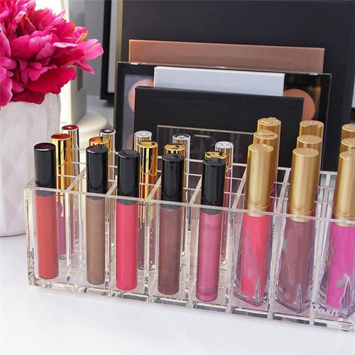 24-Grid Lipstick Storage Box Lip Gloss Container Nail Polish Storage Box Makeup Rack Cosmetics Display Stand