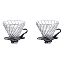 2X Pour over Coffee Dripper Coffee Filter for 1-4 Cups Reusable Coffee Maker Heat-Resistant Glass Coffee Cone