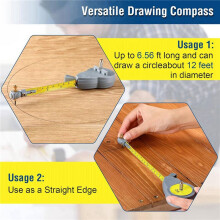 2X Rotape Tape Measure Compass with 20 Pencil Leads,Measure Compass for Drawing Circles and Lines with Tape Measure