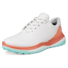 (UK 6, White/Burnt Coral) Ecco Womens 2026 LT1 Lace Up Waterproof Leather Spikeless Golf Shoes