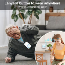 Wireless Lanyard Button Call Pager Emergency SOS Pager Emergency Call Button for Kids Elderly Call System Black US Plug