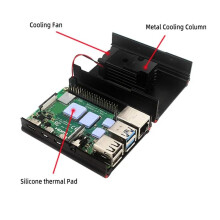 For Raspberry Pi 4 Aluminum Case with Cooling Fan Heatsinks Active Cooler Anti-Falling Protection Shell for Pi 4