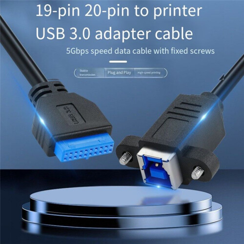 USB 3.0 Type-B Female to USB3.0 20Pin IDC Header Male Cable Extension 5Gbps for Disk SSD Camera Data 30cm 2