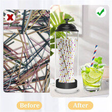 2X Support de Paille pour Pailles de Taille Standard, Distributeur de Paille en Plastique pour Comptoir avec Couvercle