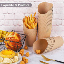 300 Pieces French Fry Holder Cups 14 Ounces Disposable Take Out Party Baking Supplies Paper Popcorn Boxes Brown