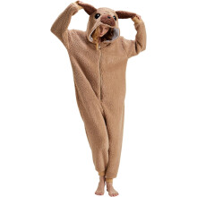 Kigurumi Piżama Onesie Kostium Mops Unisex Miękki i Wygodny Beżowy XL