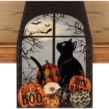 Halloween Tischläufer Dekorative Schwarz Maße 40x240 cm — tischdeko halloween, herbst tischdeko, tischläufer lang