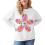Damen Pullover Blumenmuster Bequem Warm Stilvoll Baumwolle Weiß S — strickpullover damen, langarmshirt floral 1