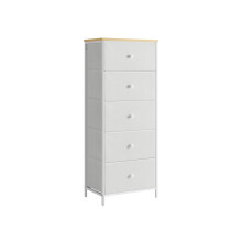 Chest of Drawers - Fabric and Metal - Camel Yellow and Cream White - 4-Drawer Slim Design