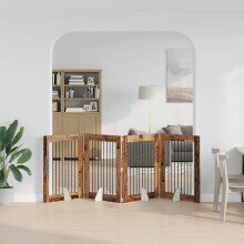 vidaXL Dog Gate with Stands 4 pcs Old Wood 80 x 100 cm Engineered Wood
