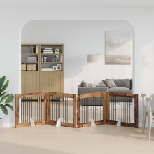 vidaXL Dog Gate with Stands 4 pcs Old Wood 100 x 80 cm Engineered Wood