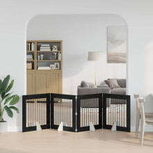 vidaXL Klappbares Hundetor mit Ständern 4 stk. Schwarz Eichen-Optik