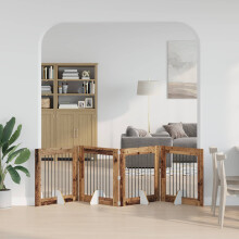 vidaXL Klappbares Hundetor mit Ständern 4 stk. Altholz 321 cm