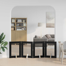 vidaXL Dog Gate with Stands 4 pcs Black Oak 60 x 80 cm Engineered Wood