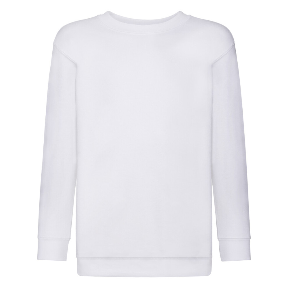 Fruit Of The Loom (5-6, White) Childrens Unisex Set In Sleeve Sweatshirt