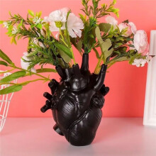 Simulation Heart Shape Resin Vase 4 Colors Heart-Shaped Arrangement Potted Plant Suitable for Home Study Office Ornament