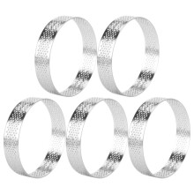 10Pcs 9cm Circular Tart Rings with Holes Stainless Steel Dessert Fruit Pie Quiches Cake Mousse Mold Kitchen Baking Mould