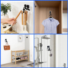 360 Rotating Utensil Holder Hook, 5-Piece Set, Self-Adhesive, Strong Load-Bearing, for Kitchen Bathroom Wardrobe