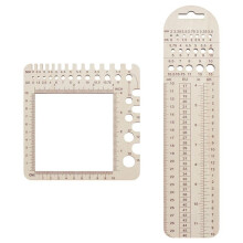 2Pc Wood Knitted Gauge Rulers,Knitted Needle Gauge Fabric Quilting Ruler Measuring Tool for Sewing Crochet Accessories