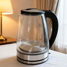 2L Electric Kettle Fast Glass Kettle Boil Quiet 360 Blue LED Boil-Dry Protection