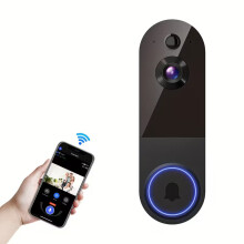 Wireless Video Doorbell Camera - Black, 2K, AI Human Detection, Live View