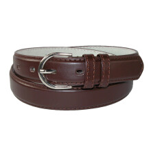 CTM Women's Leather Dress Belt 28.5 mm Silver Buckle