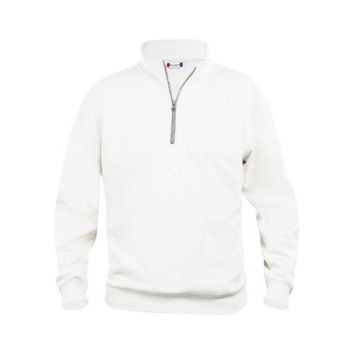 (L, White) Clique Unisex Adult Basic Half Zip Sweatshirt