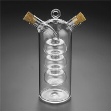 3X Bouteille D'Huile de Sauce Double Couche 2 en 1 Bouteille en Verre de Vinaigre Assaisonnement de Condiments Bouteilles de Stockage de Cuisine