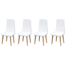 4X 1/12 Scale Dollhouse Miniature White Chair Modern Style Pocket Furniture for Doll House Home Decoration Accessories