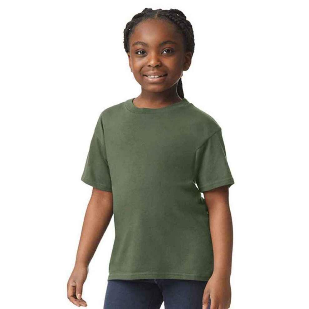 Gildan (5-6 Years, Military Green) Childrens/Kids Softstyle Plain T-Shirt