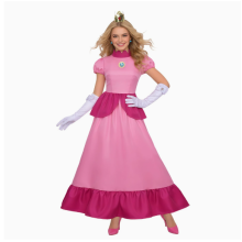 (Peach, 120) Princess Mario Super Cosplay Costume Dress Halloween Props Party