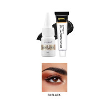 (IKA018, Black) Iconsign Eyebrow Eyelash Tint Lasting Brow Dye Cream Kit