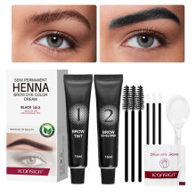 (IKA032, Black) Iconsign Eyebrow Eyelash Tint Lasting Brow Dye Cream Kit