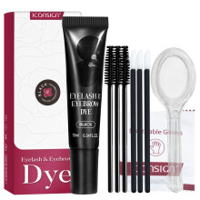 (IK23007, Black) Iconsign Eyebrow Eyelash Tint Lasting Brow Dye Cream Kit