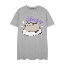(S, Grey Marl) Pusheen Womens/Ladies Sleepy Short-Sleeved Nightie