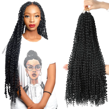 Cabello Sintético Trenzas Rizadas Suaves Negras 6 Piezas 61 cm — extensiones passion twist, trenzas pre-looped