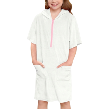 Poncho de Baño y Playa con Capucha para Niña de Algodón Blanco 140 cm — toalla infantil rizo, albornoz playa niña