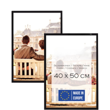 Cadre Photo Affiche Diplôme Mural en Bois 2 pcs 40 x 50 cm Noir — cadre photo galerie, lot cadres deco