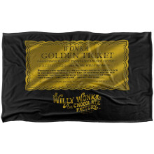 (127cm x 152cm, Golden) Willy Wonka & The Chocolate Factory Golden Ticket Soft Touch Blanket