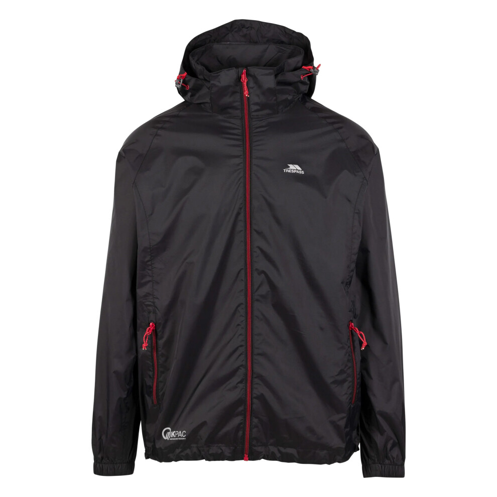 Trespass (L, Black/Red) Qikpac X Unisex Packaway Jacket