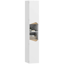 Tall Slim Bathroom Cabinet with 2 Doors, 2 Shelves - White