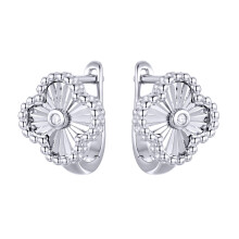 Jewelco London Rhodium-plated Sterling Silver White Round Cubic Zirconia Lucky Charm Clover Solitaire Drop Earrings - AER188