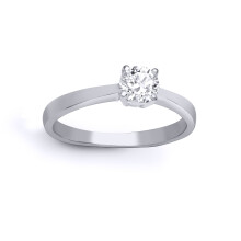 (R) Jewelco London Solid 18ct White Gold 4 Claw Set Round 1.5ct D / VS Lab Grown Diamond Solitaire Engagement Ring - LAB18R321-150