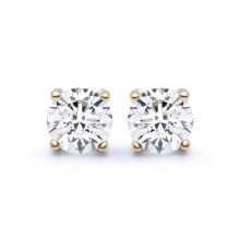 Jewelco London 9ct Yellow Gold Round Brilliant Lab Grown Diamond Solitaire Stud Earrings, 4.00ct - LAB9E092-400