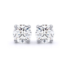 Jewelco London 9ct White Gold Round Brilliant Lab Grown Diamond Solitaire Stud Earrings, 1.40ct - LAB9E096-140
