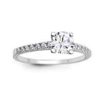 (S) Jewelco London 18ct White Gold 0.50ct D / VS Lab Grown Diamond Wed-Fit Engagement Ring - LAB18R768-050
