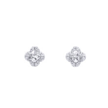 Jewelco London 925 Sterling Silver Pave CZ 5mm Clover Flower Cluster Stud Earrings 8.5mm - AES266A