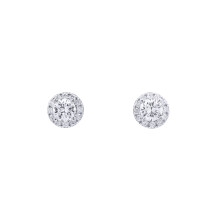 Jewelco London 925 Sterling Silver Circular Halo CZ 4.5mm Solitaire Stud Earrings 7mm - AES268A