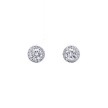 Jewelco London 925 Sterling Silver Circular Halo CZ 5.5mm Solitaire Stud Earrings 8mm - AES268B